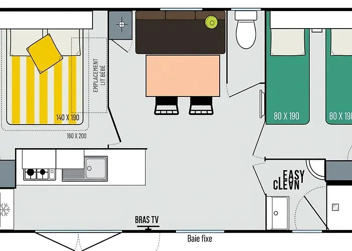 Кемпинг Mobil-home Confortable Avec Terrasse - 6 Personnes - Api-1-52-1308